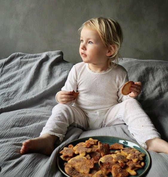 Joha - Basic Leggings med Blondekant Ull/Silke - Offwhite - Guttelus