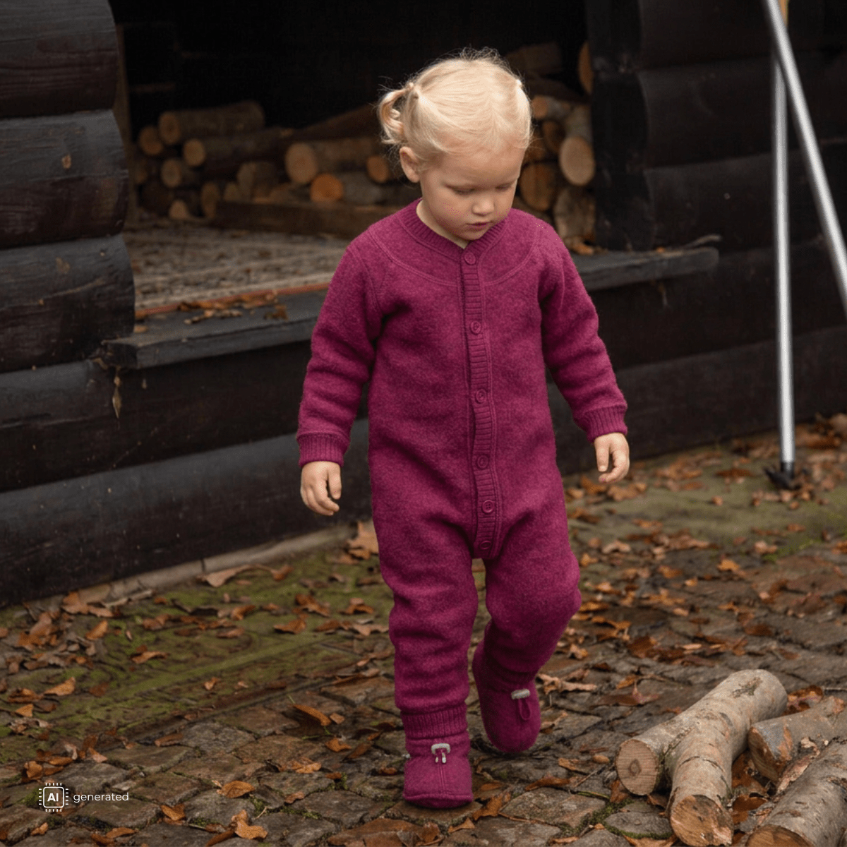 Joha - Heldress Ullfleece Vinrød Melert - Guttelus