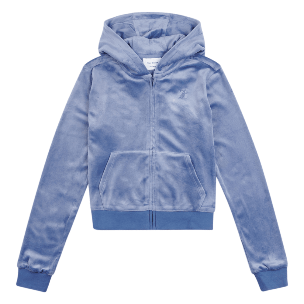 Juicy Couture - Velourjakke Tonal Zip Hoodie Grey Blue - Guttelus.no