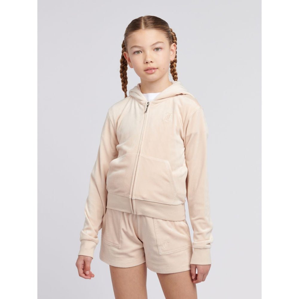 Juicy Couture - Velourjakke Tonal Zip Thru Hoodie Gray Morn - Guttelus