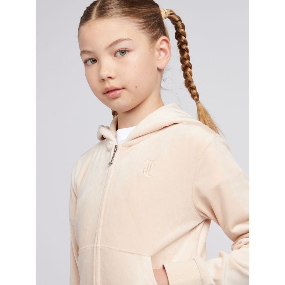 Juicy Couture - Velourjakke Tonal Zip Thru Hoodie Gray Morn - Guttelus