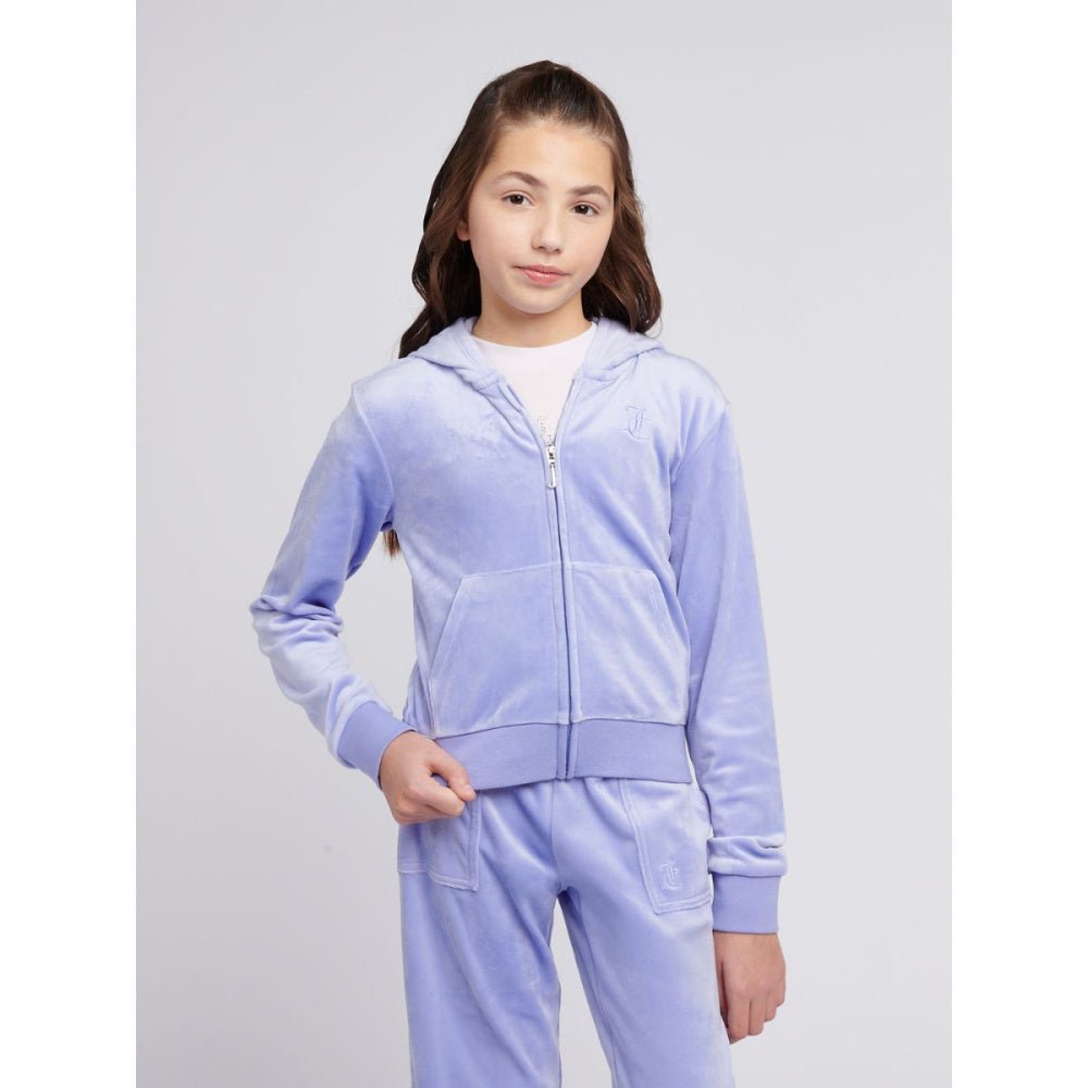 Juicy Couture - Velourjakke Tonal Zip Thru Hoodie Jacaranda - Guttelus