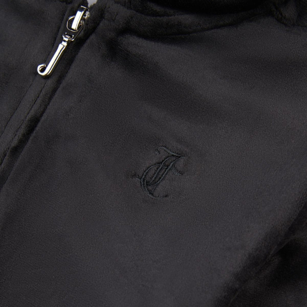 Juicy Couture - Velourjakke Tonal Zip Thru Hoodie Jet Black - Guttelus
