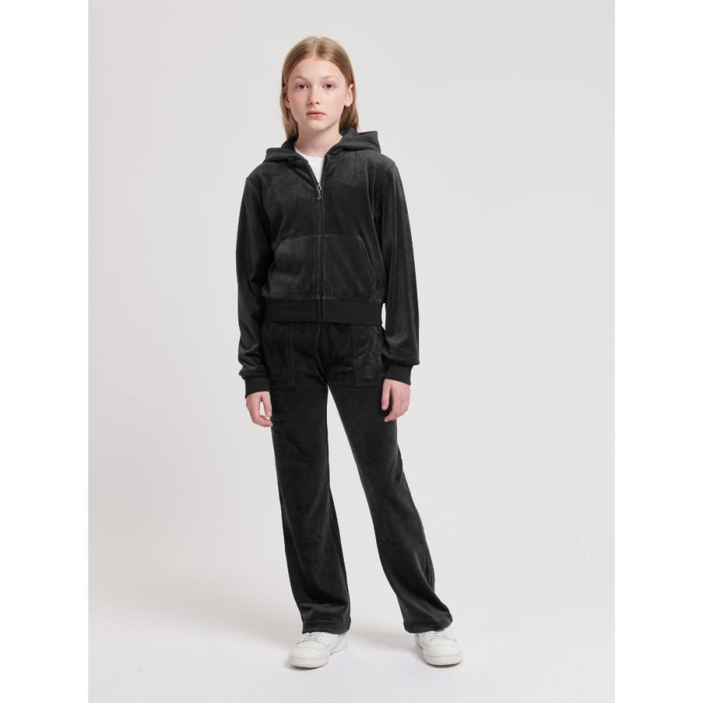 Juicy Couture - Velourjakke Tonal Zip Thru Hoodie Jet Black - Guttelus
