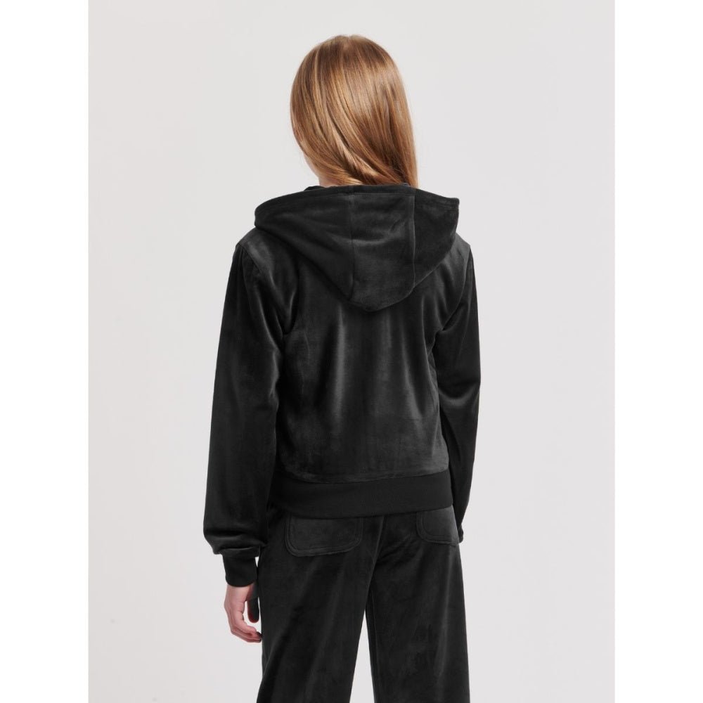 Juicy Couture - Velourjakke Tonal Zip Thru Hoodie Jet Black - Guttelus