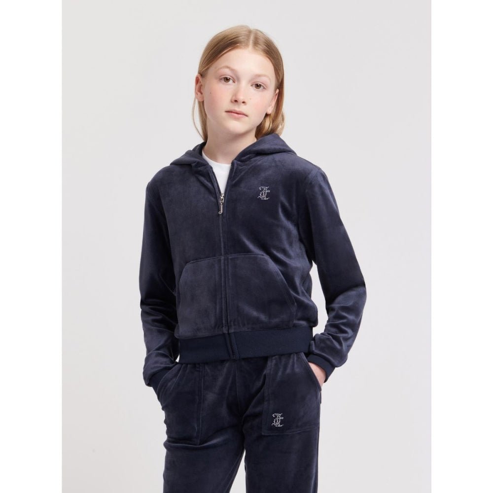 Juicy Couture - Velourjakke Tonal Zip Thru Hoodie Night Sky - Guttelus