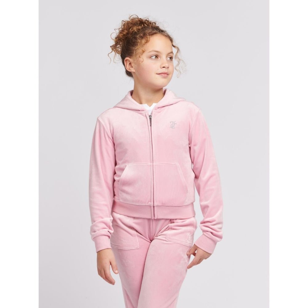 Juicy Couture - Velourjakke Tonal Zip Thru Hoodie Pink Nectar - Guttelus