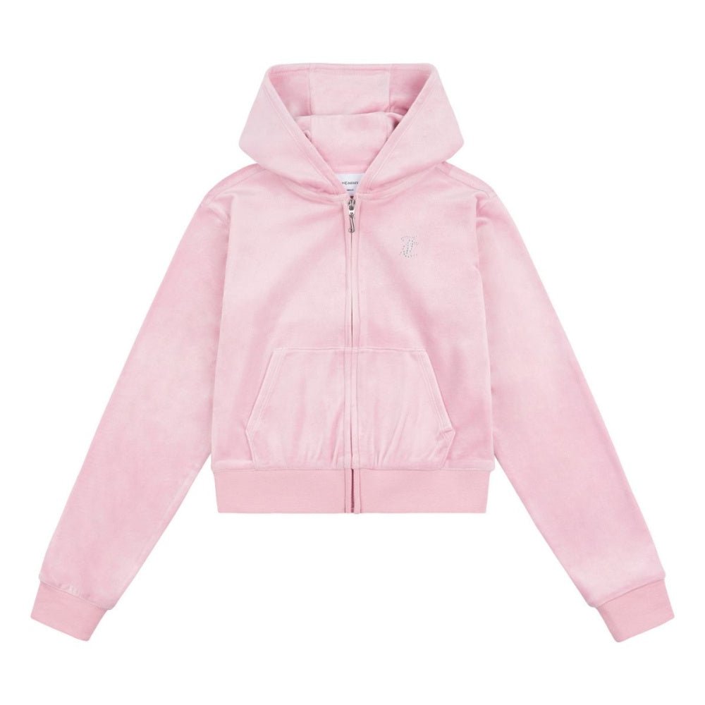 Juicy Couture - Velourjakke Tonal Zip Thru Hoodie Pink Nectar - Guttelus