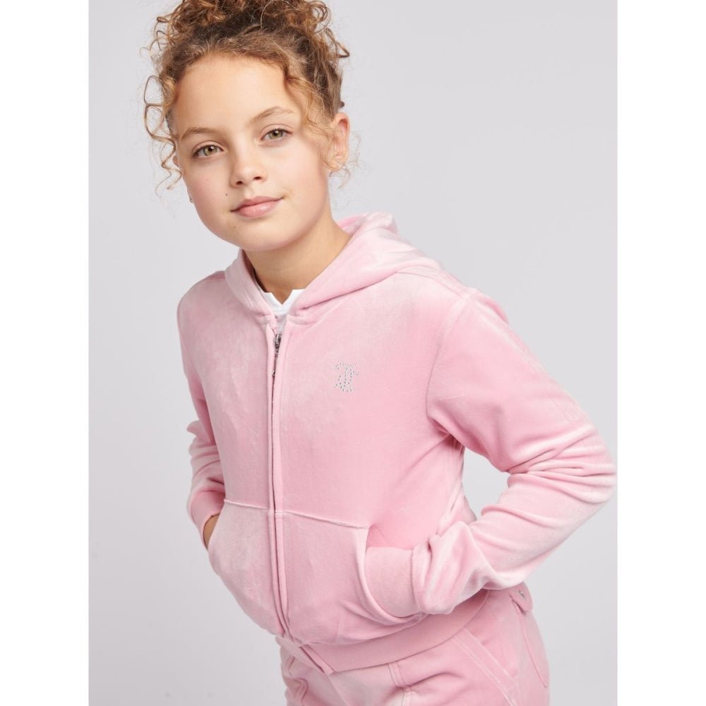Juicy Couture - Velourjakke Tonal Zip Thru Hoodie Pink Nectar - Guttelus