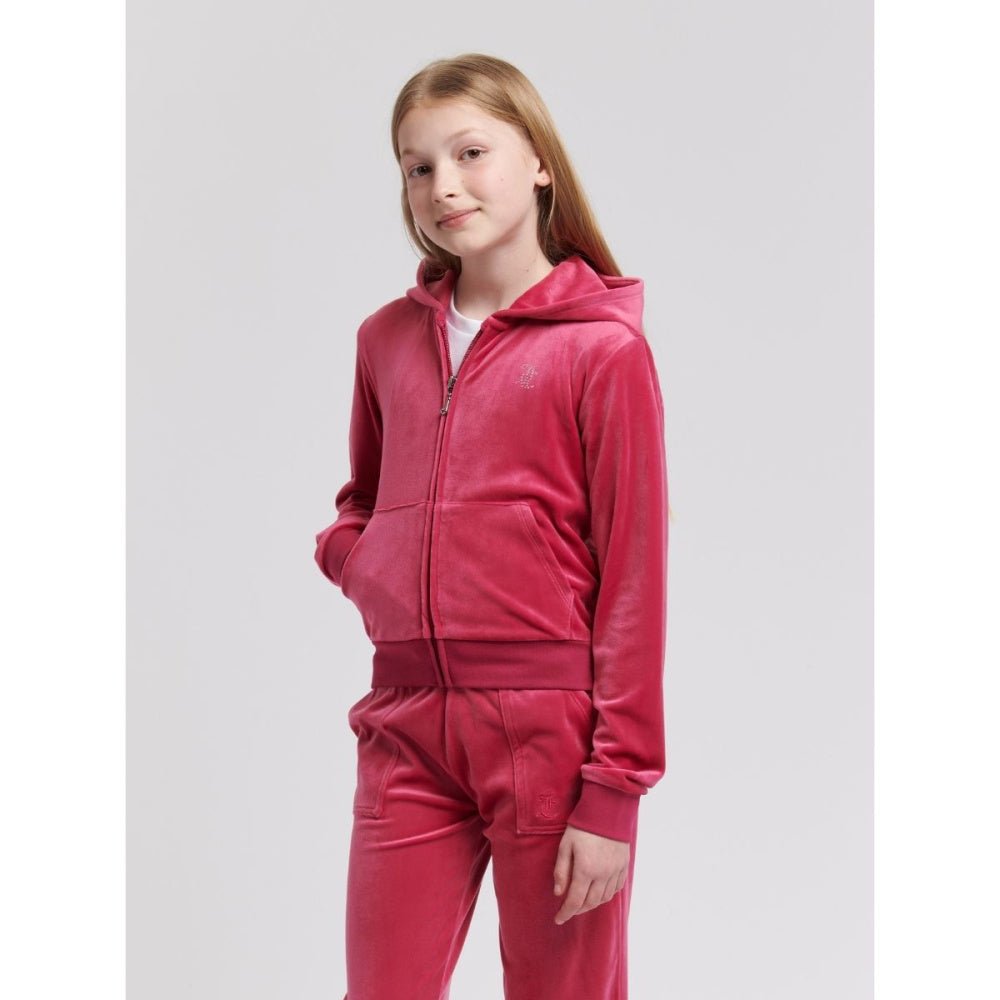 Juicy Couture - Velourjakke Tonal Zip Thru Hoodie Sangria - Guttelus
