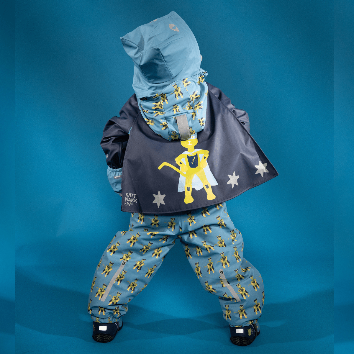 Kattnakken - Vinterregndress Slaps Superhelt Superblå - Guttelus