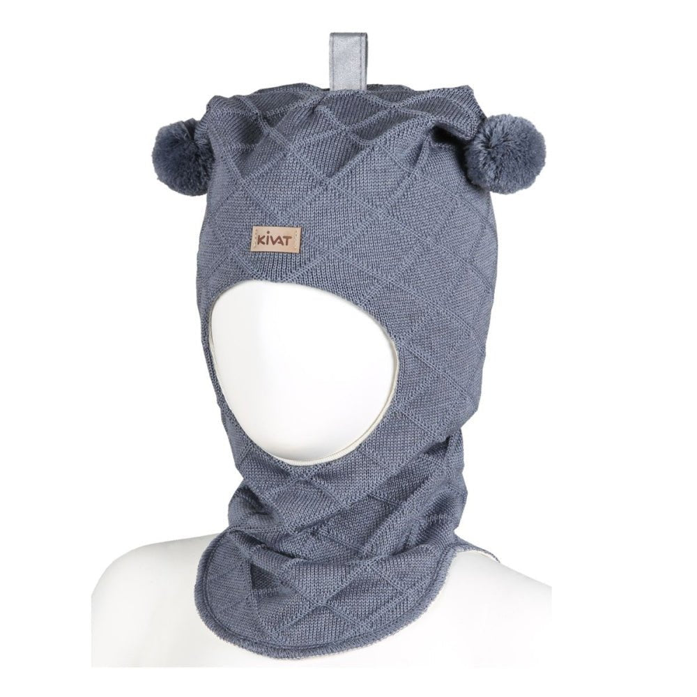 Kivat - Balaclava i Ull Dusker Kabelstrikk Logo Dueblå - Guttelus