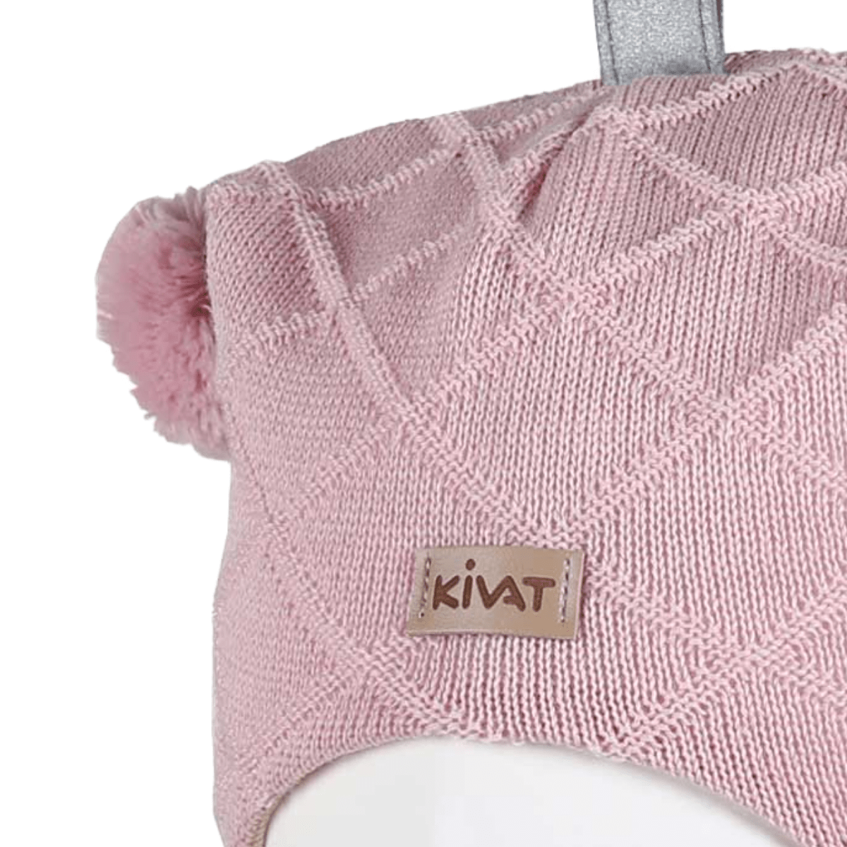 Kivat - Balaclava i Ull Dusker Kabelstrikk Logo Pudderrosa - Guttelus