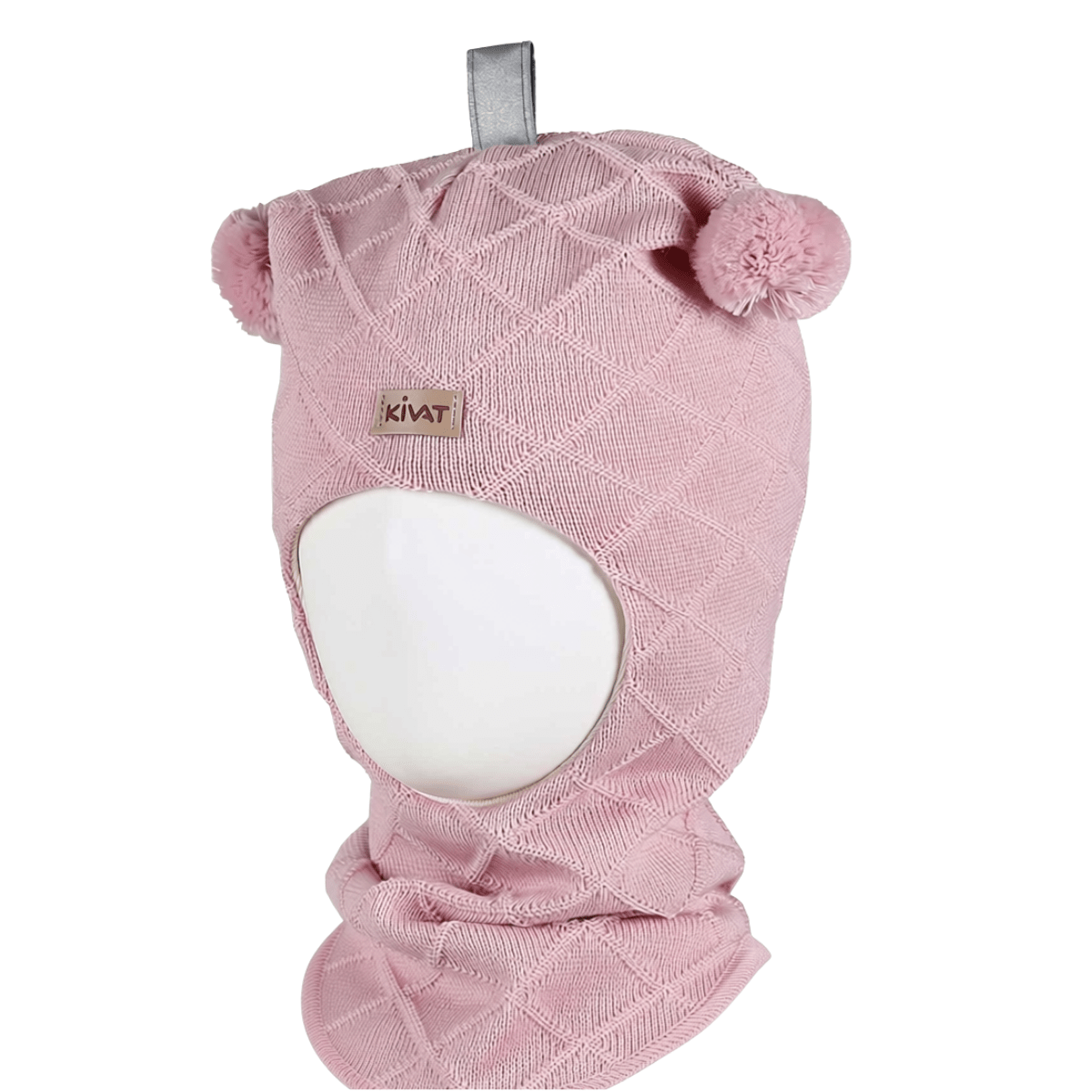 Kivat - Balaclava i Ull Dusker Kabelstrikk Logo Pudderrosa - Guttelus