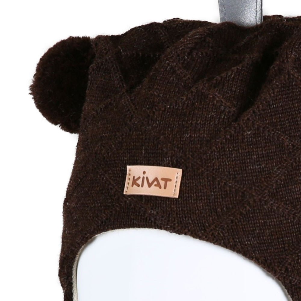 Kivat - Balaclava i Ull Dusker Kabelstrikk Mørk Brun - Guttelus.no