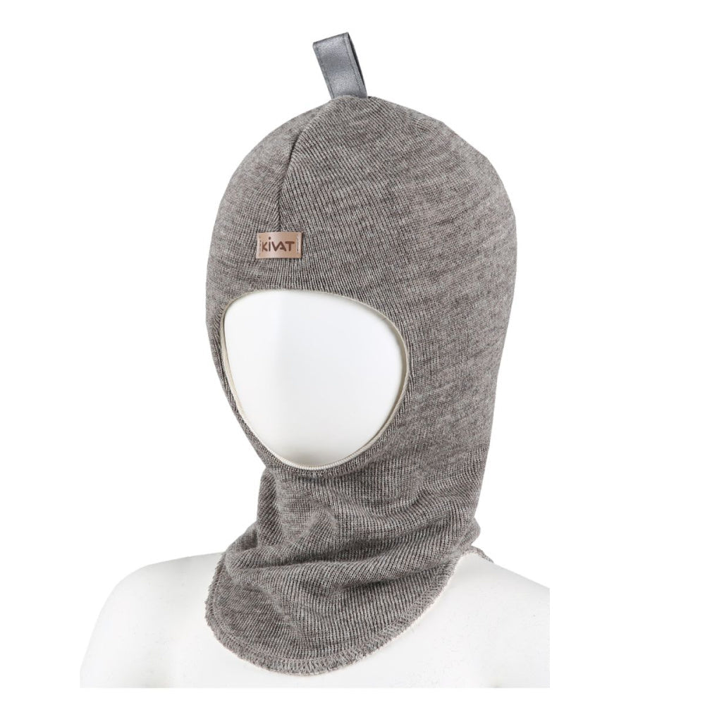Kivat - Balaclava i Ull Logo Beige Melert - Guttelus.no