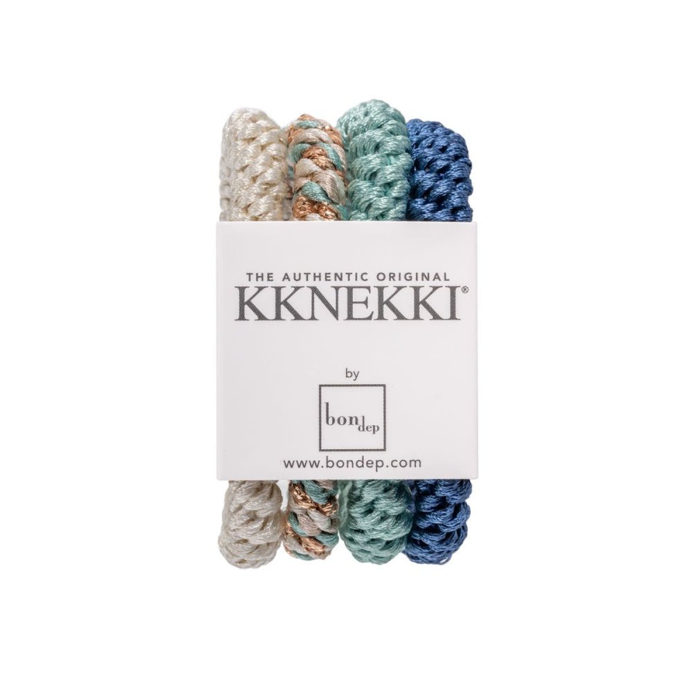 Kknekki - Hårstrikk 4 pk Bundle 13 Gull mix/ Sjøgrønn/ Blå - Guttelus