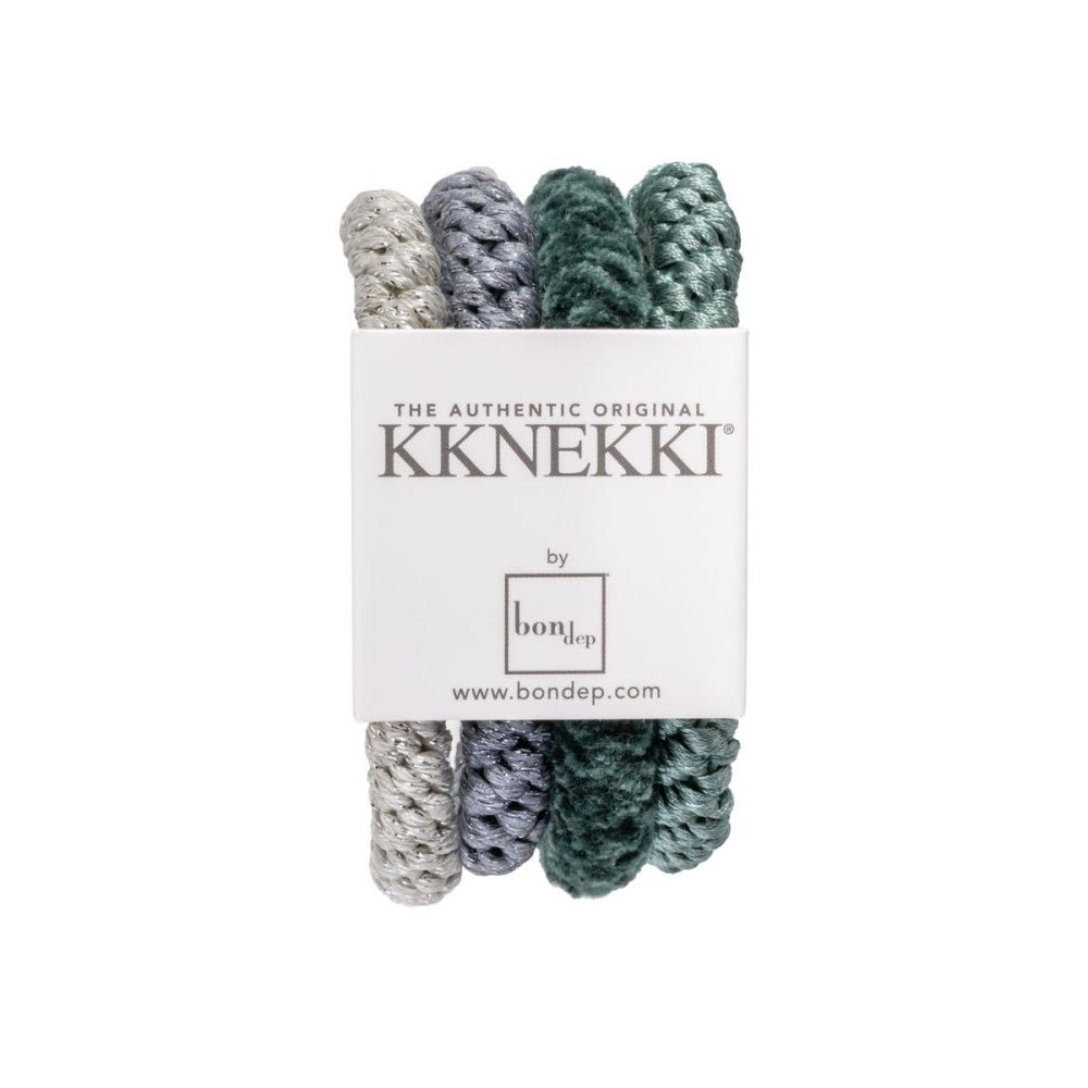 Kknekki - Hårstrikk 4 pk Bundle 35 Grønn/ Gull/ Sølv - Guttelus