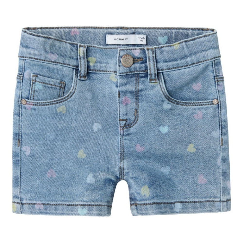 Name It - Shorts Salli Hearts Medium Blue Denim