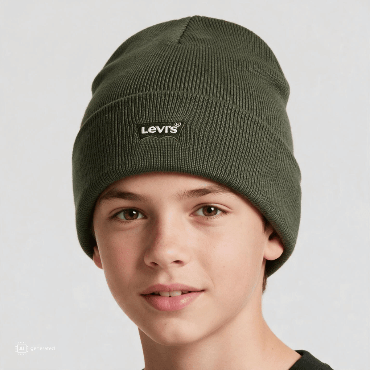 Levi's - Lue Lan Tonal Embroidered Beanie Four Leaf Clover - Guttelus.no