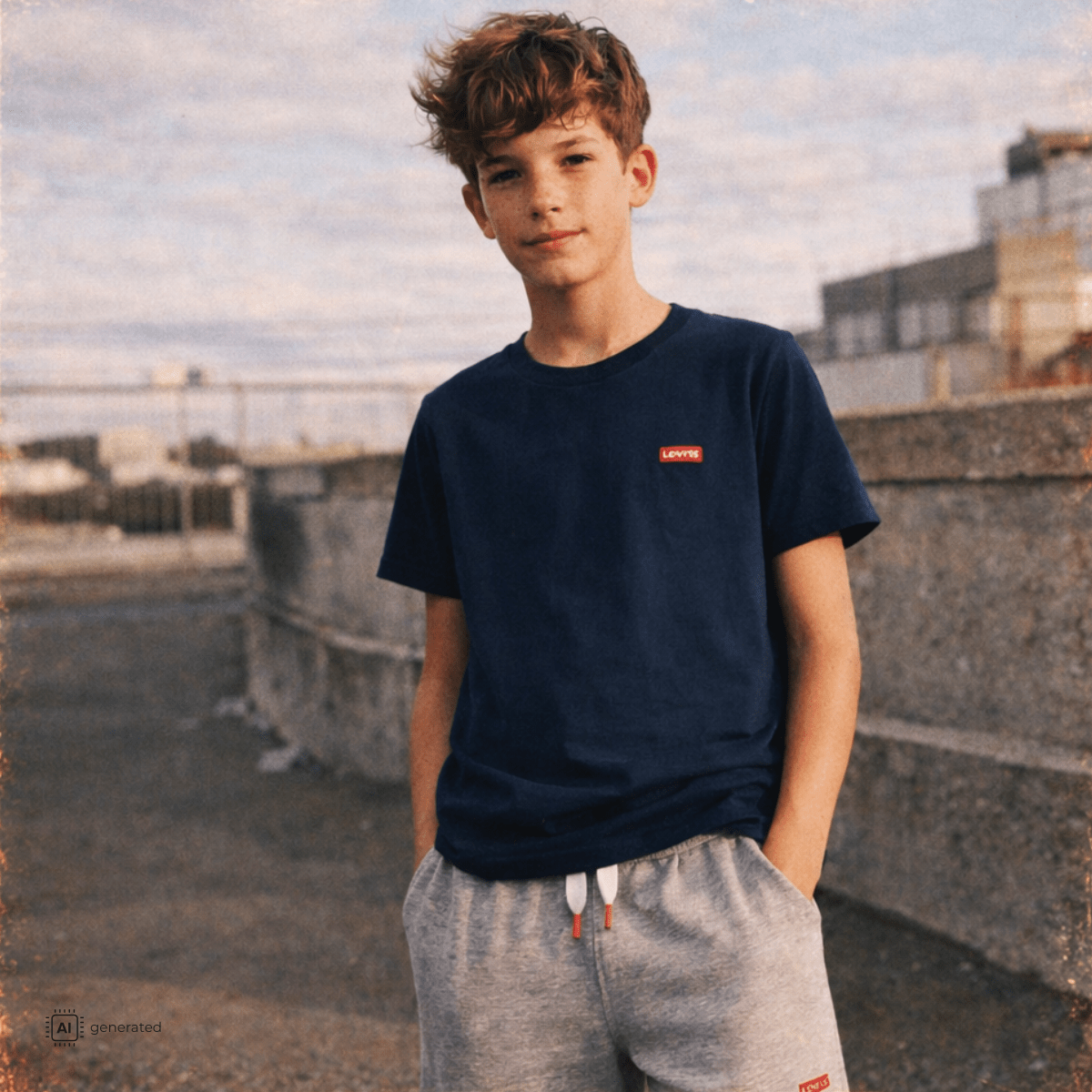 Levi's - Sett Jr Batwing Tee & Knit Shorts Dress Blues - Guttelus