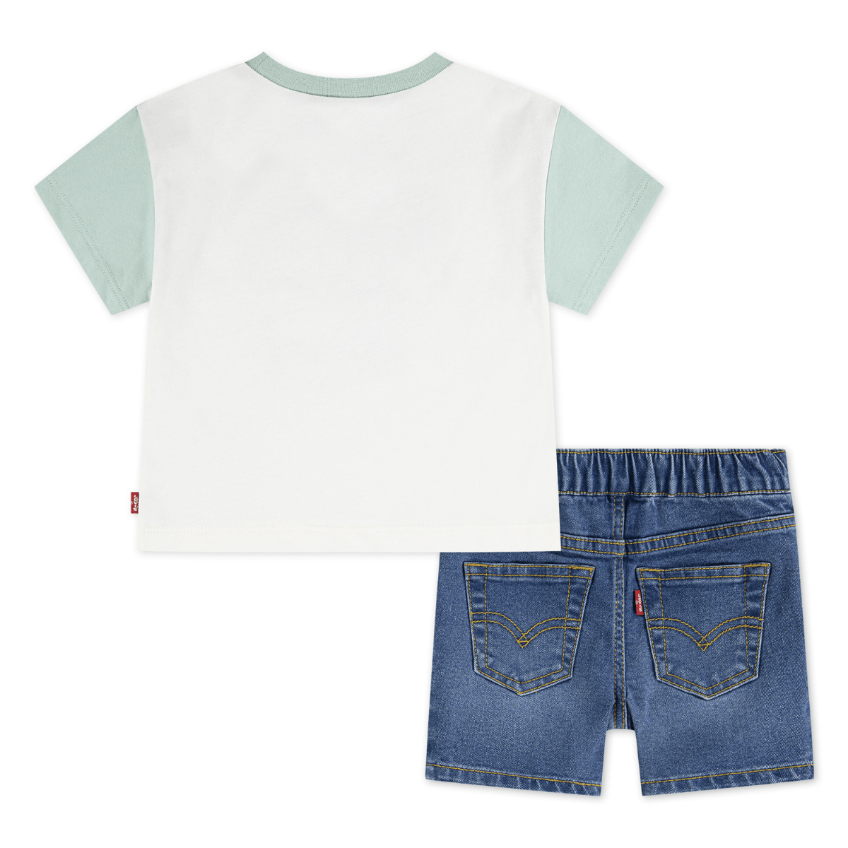 Levi's - Sett Palm Tree T-skjorte & Denim Shorts Egret - Guttelus
