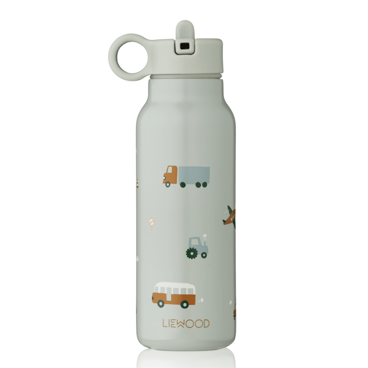 Liewood - Drikkeflaske Falk 350 ml Vehicles/ Dove Blue - Guttelus.no