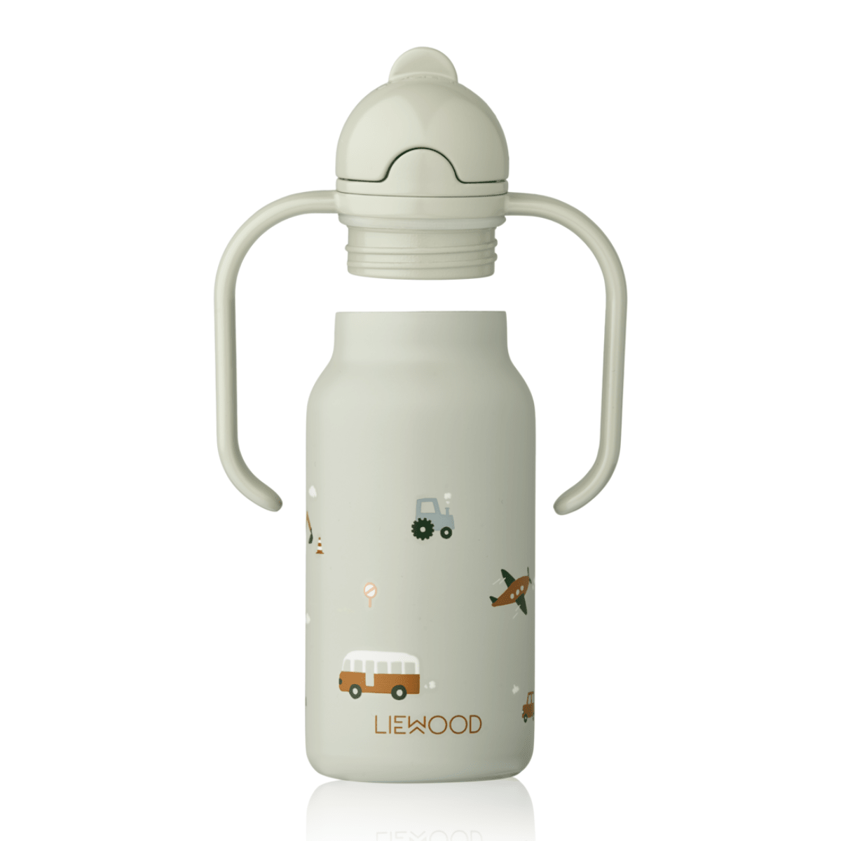Liewood - Drikkeflaske Kimmie 250 ml Vehicles/ Dove Blue - Guttelus.no