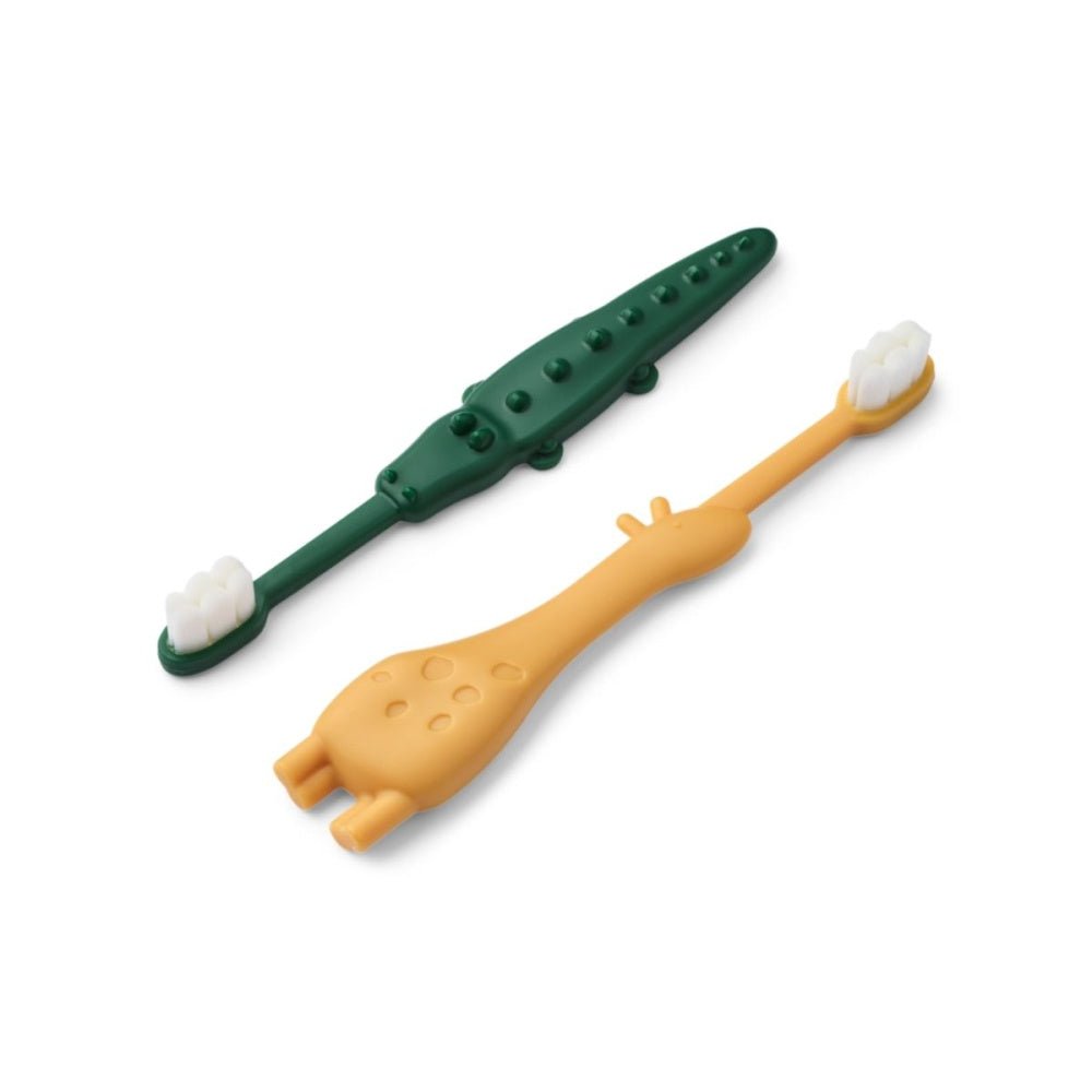 Liewood - Tannbørste 2pk Fabio Yellow Mellow/ Garden Green - Guttelus.no
