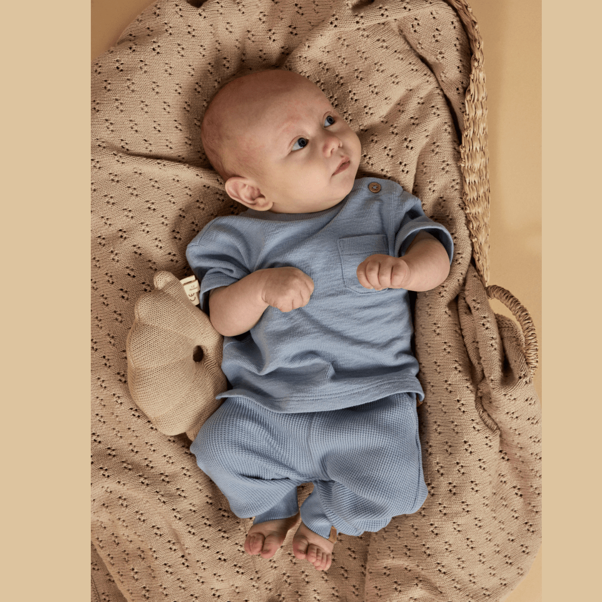 Lil' Atelier - Bukse Baby Harun Loose Dusty Blue - Guttelus.no
