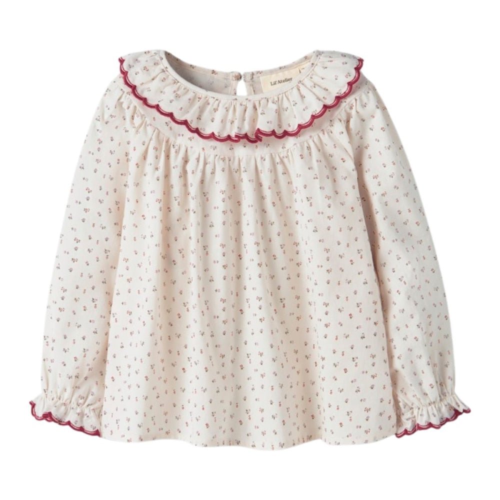 Lil'Atelier - Bluse med Krage Rasia Turtledove Red Dahlia - Guttelus