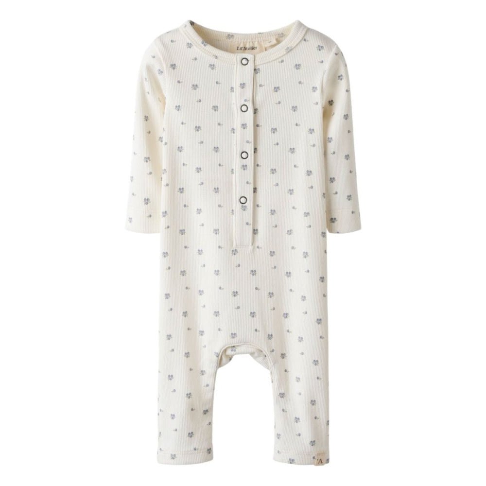 Lil'Atelier - Heldress Jersey Rib Mio Coconut Milk/ Blueberry - Guttelus.no