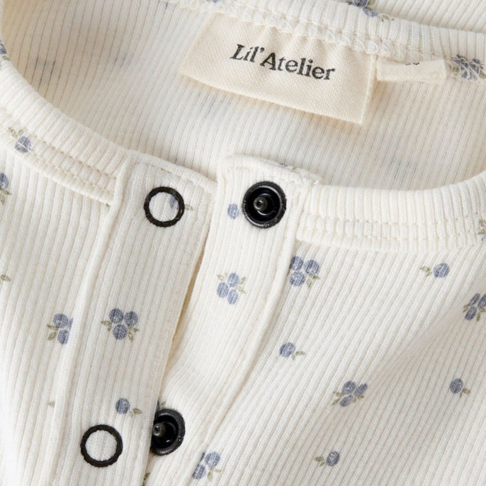 Lil'Atelier - Heldress Jersey Rib Mio Coconut Milk/ Blueberry - Guttelus.no