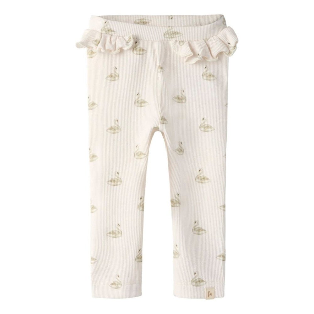Lil'Atelier - Leggings Baby Gavo Pastel Parchment Swan - Guttelus.no