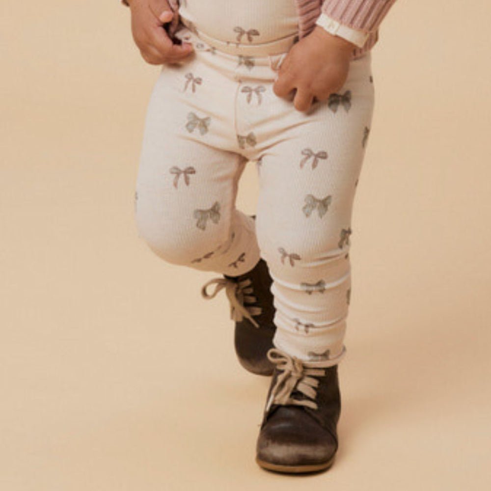 Lil'Atelier - Leggings Baby Gavo Silver Peony Bow - Guttelus