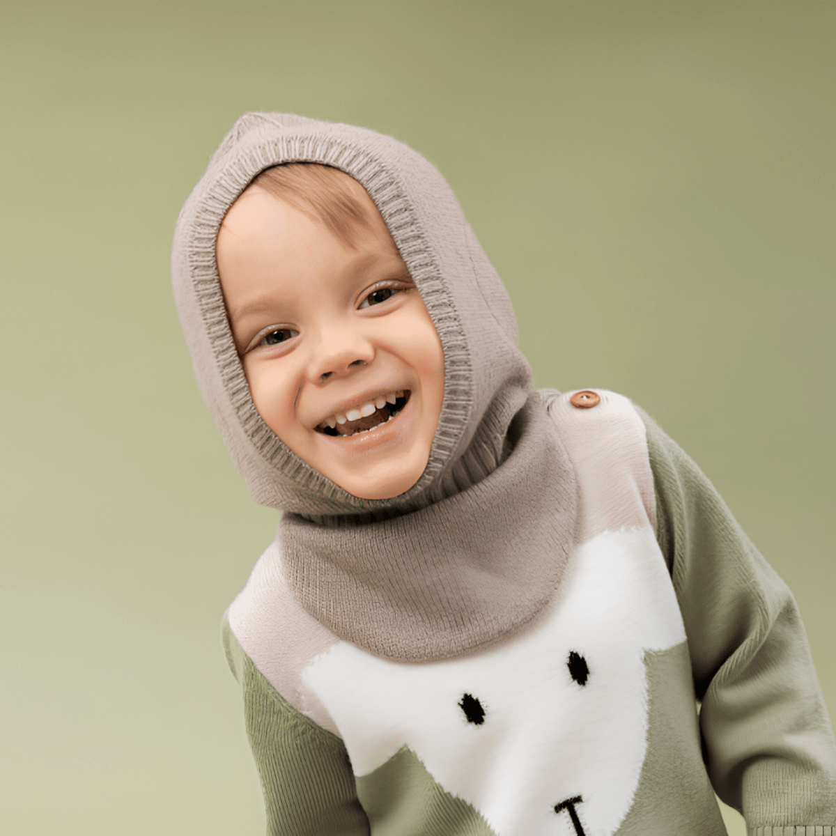 Lillelam - Balaclava Classic Ull med Vindstopper - Beige - Guttelus
