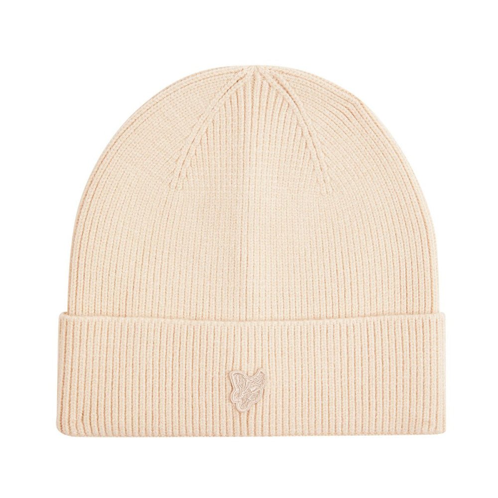 Lyle & Scott - Lue Tonal Eagle Beanie Putty - Guttelus.no