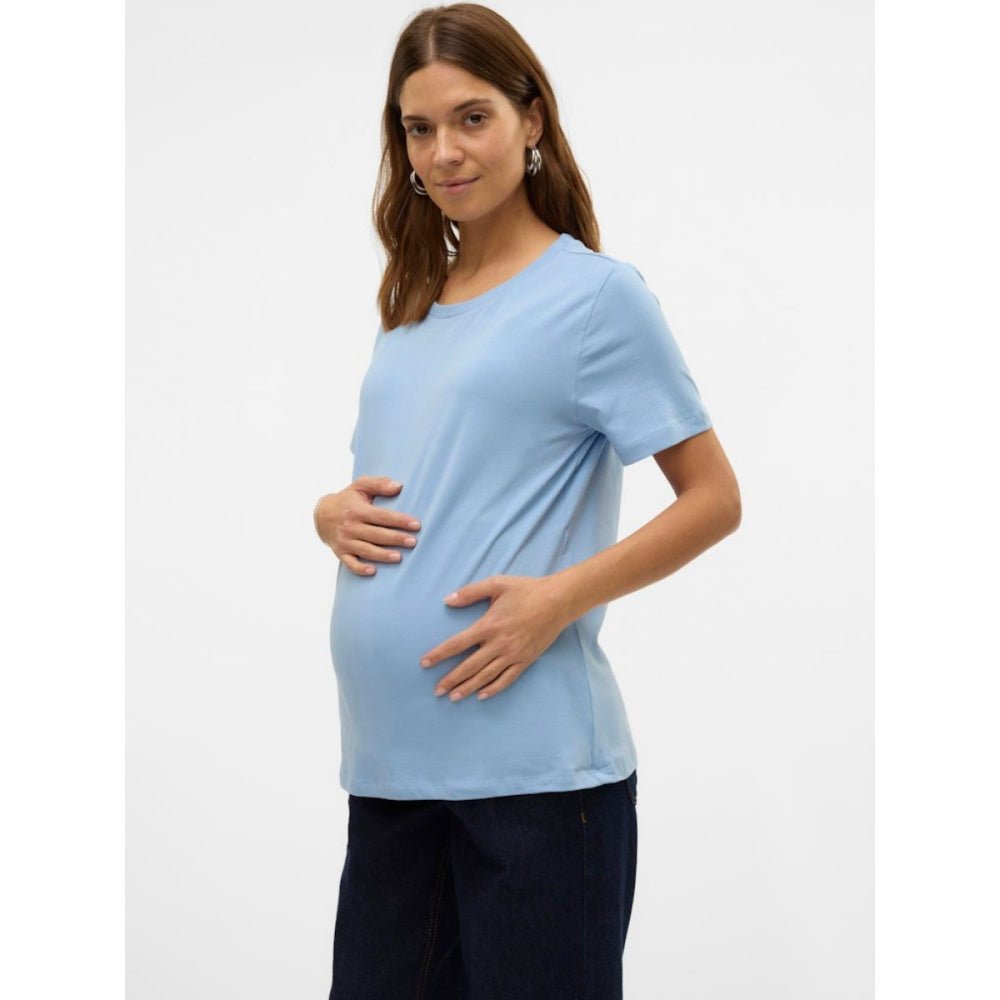 Mamalicious - Mamma-t-skjorte 2-pk Mia Jersey Hvit/ Lys Blå - Guttelus