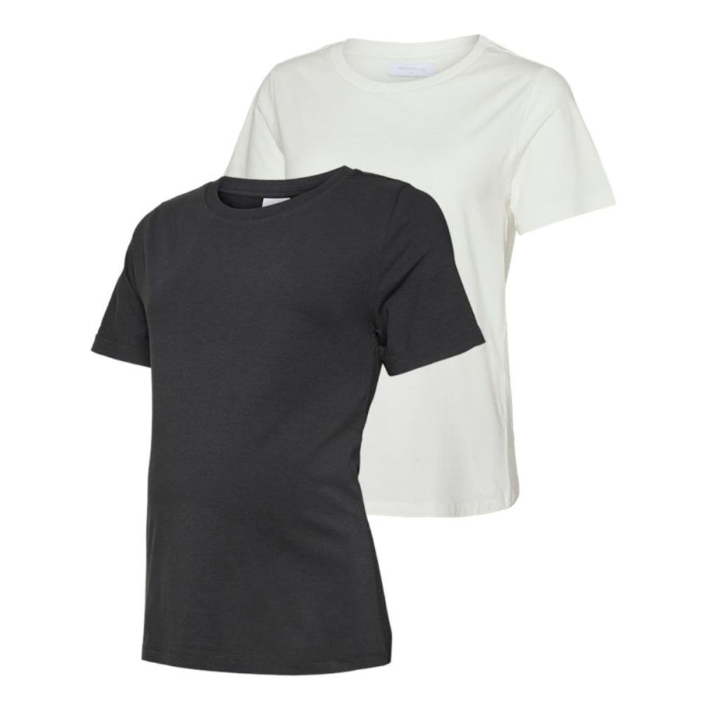 Mamalicious - Mamma-t-skjorte 2-pk Mia Jersey Hvit/ Svart - Guttelus