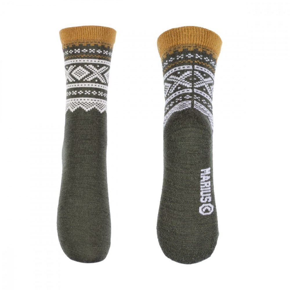 Marius Kids - 2pk Tynne Ullsokker Dark Mose & Grey - Guttelus.no
