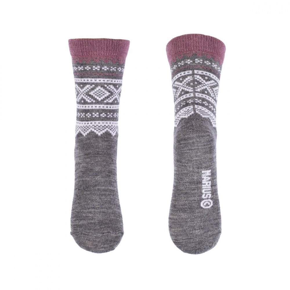 Marius Kids - 2pk Tynne Ullsokker Mesa Rose & Grey - Guttelus.no