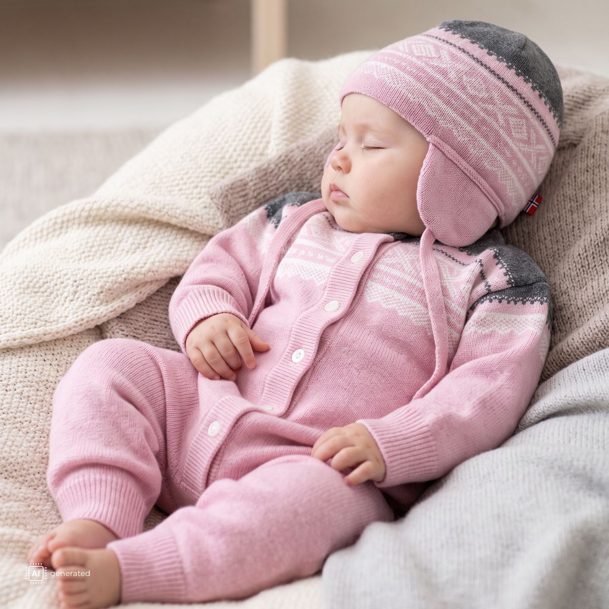 Marius Kids - Marius Lue i Ull Baby Lyserosa