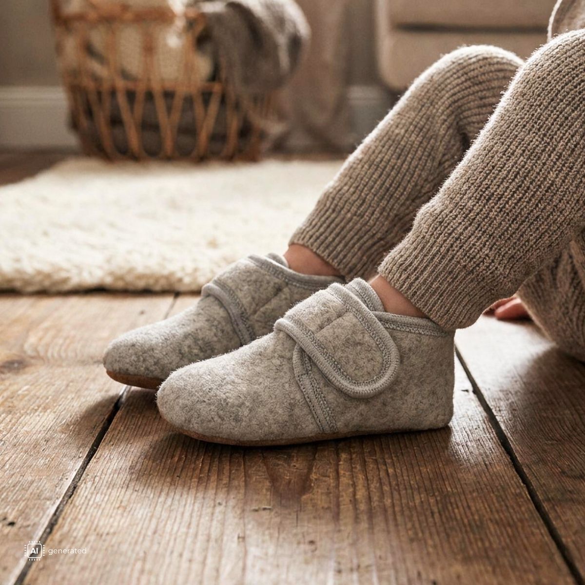 Melton - Ulltøfler Beige Melange - Guttelus