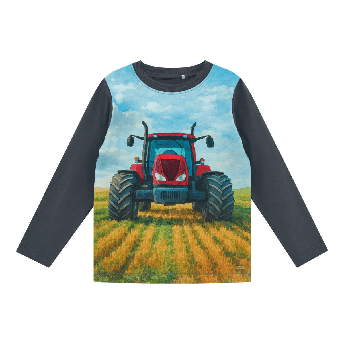 Minymo - Genser Rød Traktor Blue Nights - Guttelus.no