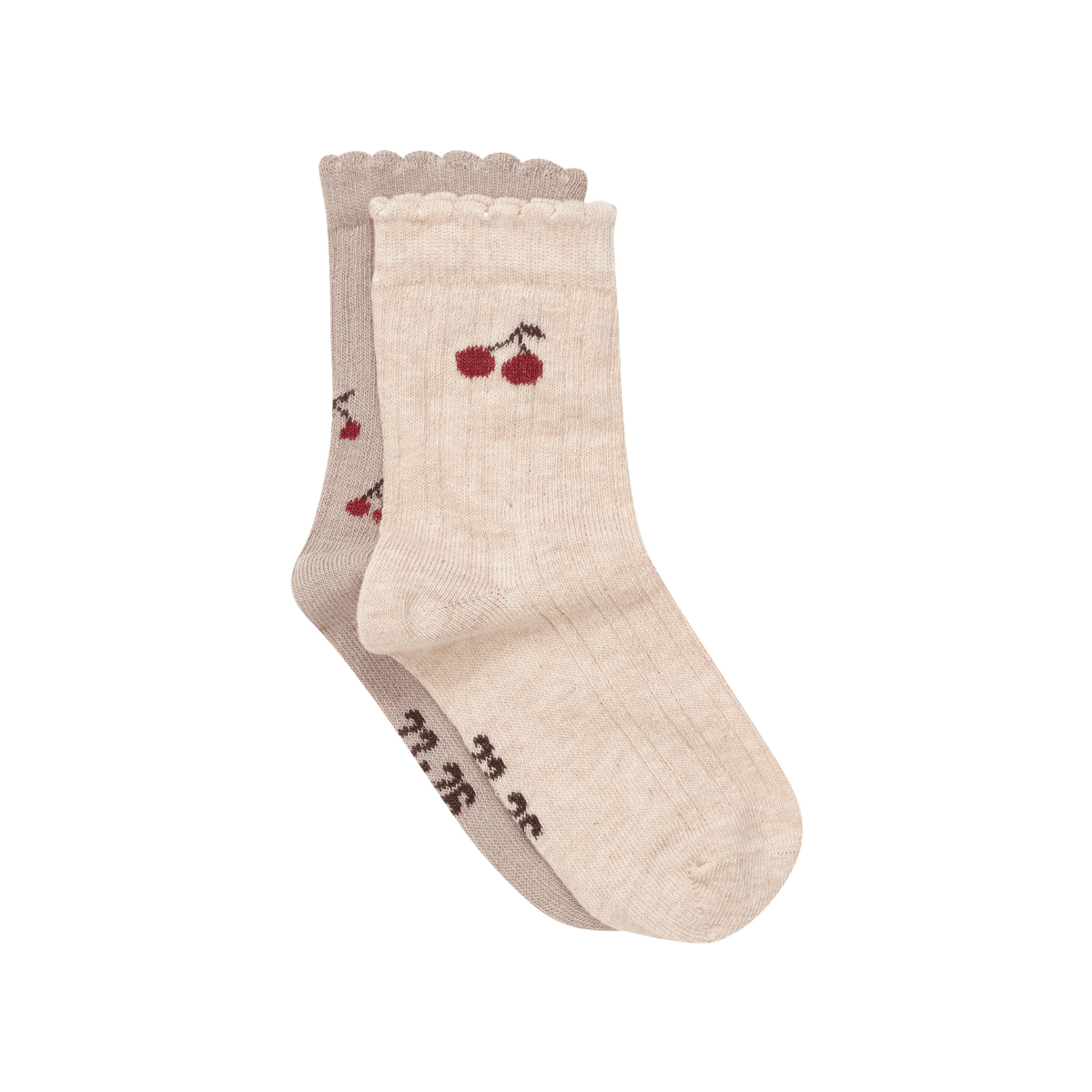 Minymo - Sokker 2-pk Cherry Light Taupe - Guttelus.no