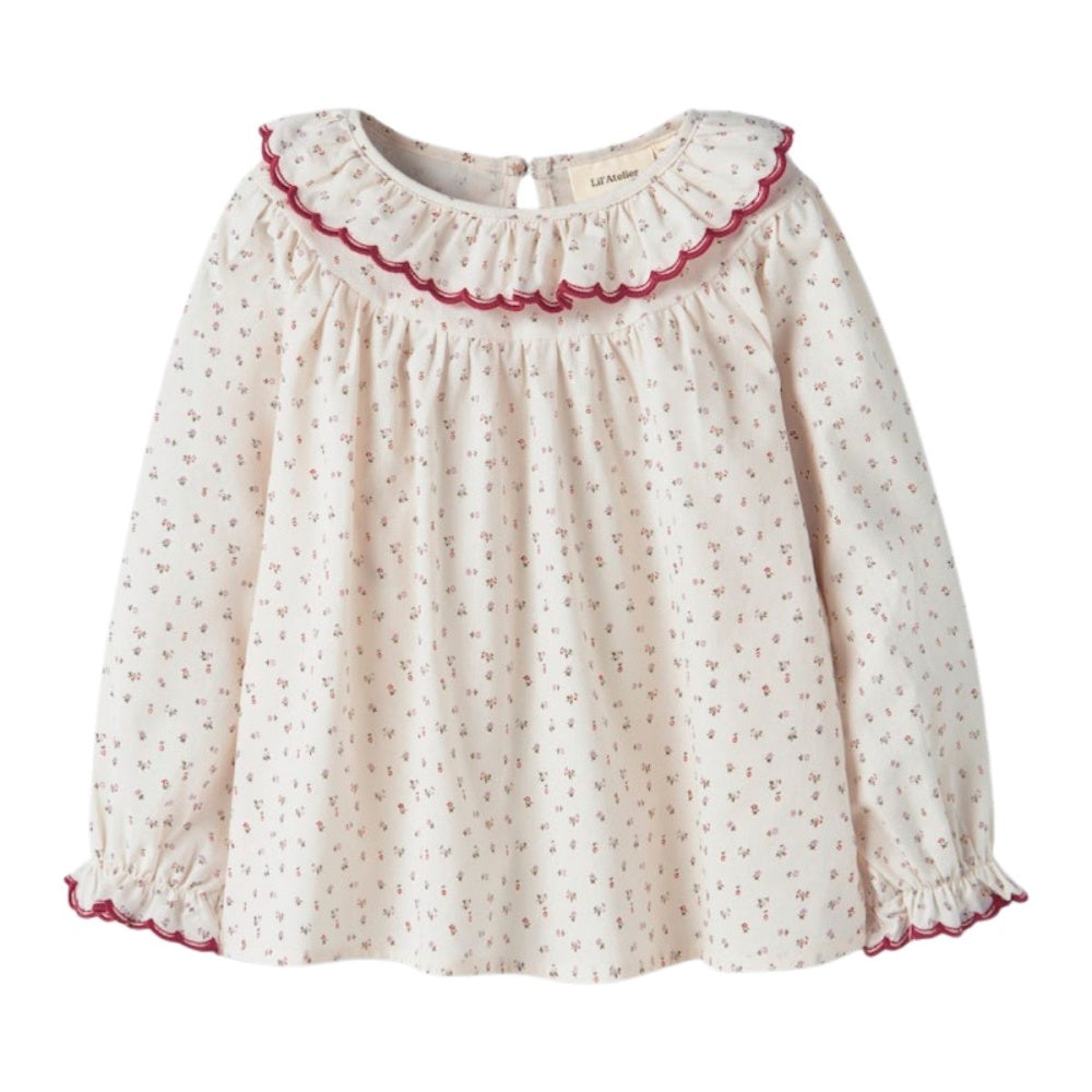 Lil'Atelier - Bluse med Krage Rasia Turtledove Red Dahlia