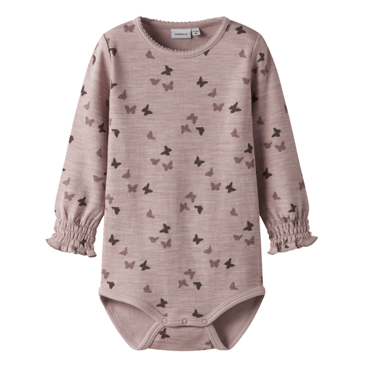 Name It - Body i Ull og Bomull Wuppo Shadow Gray Butterfly - Guttelus