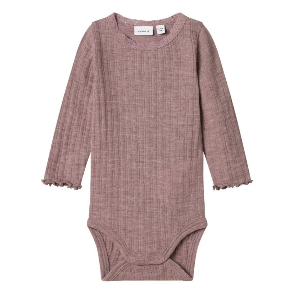Name It - Body i Ull og Silke Rib Wossa Purple Dove - Guttelus