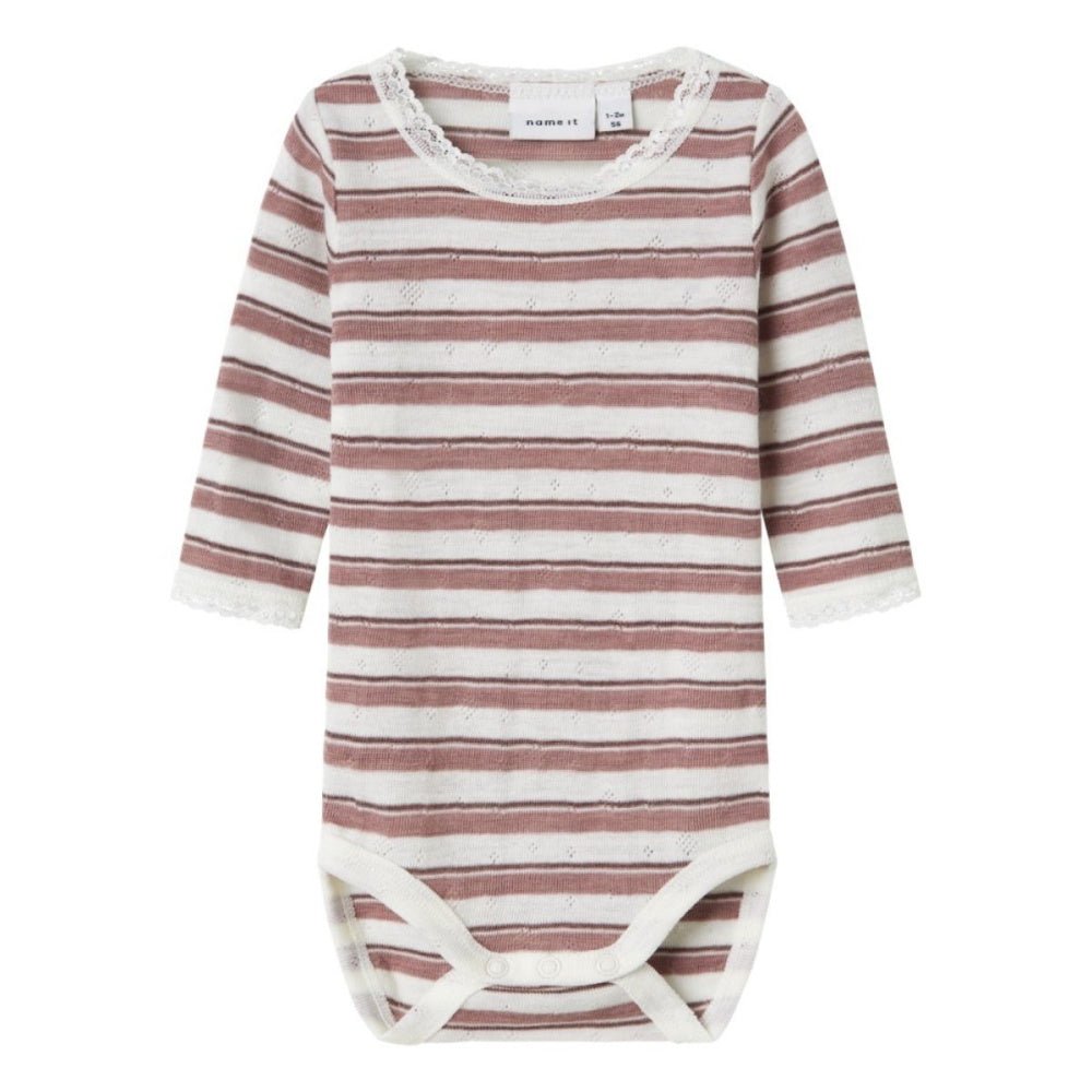 Name It - Body Ull Wang Stripe Antler/ Snow White - Guttelus.no
