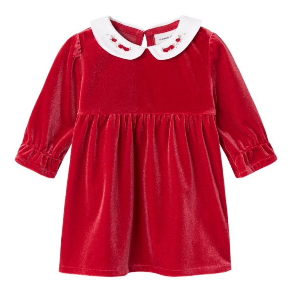 Name It - Julekjole Baby Velour Rinna Jester Red - Guttelus